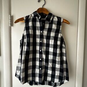 J. Crew Navy and White Plaid Shirt